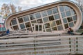 Russia, Moscow, October 2020. The original building of the chess club at the exhibition VDNH. The original pavilion to play chess