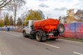 Russia, Moscow, October 2019. Special machine for cleaning streets and watering lawns