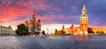 Russia - Moscow in red square with Kremlin and St. Basil`s Cathe Royalty Free Stock Photo