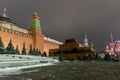 Russia Moscow Red Square Kremlin wall with towers Lenin Mausoleum Royalty Free Stock Photo