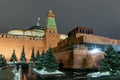 Russia Moscow Red Square Kremlin wall with towers Lenin Mausoleum Royalty Free Stock Photo