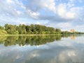 Russia, Moscow region, the city of Balashikha. Pekhorka river on a summer evening in cloudy weather Royalty Free Stock Photo