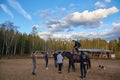 A teenage girl is studying horse riding at an equestrian school.