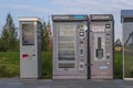 Street vending machines stands in Moscow park