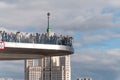 RUSSIA, MOSCOW - SEPTEMBER 16, 2017: New bridge over Moskva river Poryachiy bridge in Zaryadye Park in Moscow in Russia Royalty Free Stock Photo