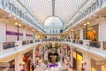 Russia, Moscow, September 25, 2017: Petrovsky passage Store. Petrovka Street, 10. Glass roof architecture detail. Shop gallery