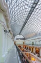 Russia, Moscow, September 25, 2017: Petrovsky passage Store. Petrovka Street, 10. Glass roof architecture detail. Shop gallery