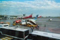 Russia, Moscow, Sheremetyevo airport, 16 August 2021. The Pegasus Airline aircraft is standing at the airfield Royalty Free Stock Photo