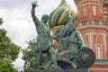 Russia, Moscow, St. Basils cathedral and monument to Minin and Pozharsky Royalty Free Stock Photo