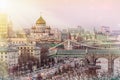 Russia Moscow View from the roof of the Kremlin and the cathedrals. The main church of Russia. Cathedral of Christ Royalty Free Stock Photo