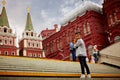 Russia, Moscow, 07.20.2018. View on State Historical Museum and people walking along Red Square, near Kremlin. Famous places of Royalty Free Stock Photo