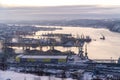 Winter views of the city and the Kola Bay from high hills in the vicinity of Murmansk.