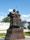 Russia, Murom, June 4, 2023: Monument to Peter and Fevronia, Vladimir region, Holy Trinity Convent in Murom. Family and Loyalty