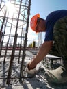 RUSSIA, NADYM - JUNE 6, 2011: Unknown man, a construction worker