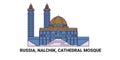 Russia, Nalchik, Cathedral Mosque travel landmark vector illustration