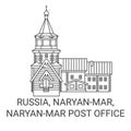 Russia, Naryanmar, Naryanmar Post Office travel landmark vector illustration