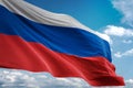 Russia national flag waving blue sky background realistic 3d illustration Royalty Free Stock Photo