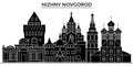 Russia, Nizhny Novgorod architecture urban skyline with landmarks, cityscape, buildings, houses, ,vector city landscape Royalty Free Stock Photo