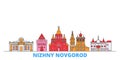 Russia, Nizhny Novgorod line cityscape, flat vector. Travel city landmark, oultine illustration, line world icons