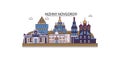 Russia, Nizhny Novgorod tourism landmarks, vector city travel illustration