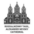 Russia, Nizhny Tagil, Alexander Nevsky Cathedral In Nizhny Tagil travel landmark vector illustration