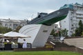 Russia, Novorossiysk. Monument torpedo boat inscription to the heroes of the sailors of the Black Sea coast on the