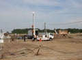 Drilling machine on technical work laying a well for water supply on a land plot