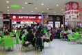 Russia, Novosibirsk, January 7, 2019: visitors girls Burger king eat at a fast food table waiting for the order