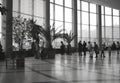 a lot of people crowd in the lobby indoors parents with children visitors