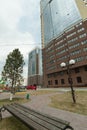 Russia, Novosibirsk - May 03, 2018: Residential complex Gagarinsky. high-rise building exterior view from the street