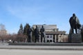 monument to the Communist leader on Lenin square in the city on the Central square