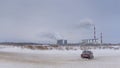 Russia, Novosibirsk - November 30, 2019. Russian low dark car `VAZ Zhiguli` goes quickly turning the wheel sideways in the drift i