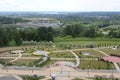 Panorama top view recreation park with landscape design in the city on the horizon