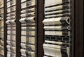 slats of samples of material for the interior on display in the construction of decor