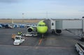 pre-flight preparation of a Boeing passenger plane for a flight maintenance at the