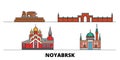 Russia, Noyabrsk flat landmarks vector illustration. Russia, Noyabrsk line city with famous travel sights, skyline Royalty Free Stock Photo