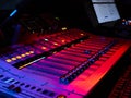 russia october 2020. Close-up of music mixer in the recording studio. low light color