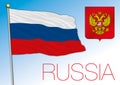 Russia official national flag and coat of arms, asia and europe Royalty Free Stock Photo
