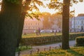 Russia, old St. Petersburg. People in the city, summer sunset on the Senate Square, sights, city landscape