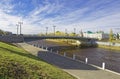 Russia,Omsk.Reconstructed bridge in the historical center of the city