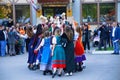 Russia 10-04-2019. Open event in the Russian-German house. Dancing in national costumes in open air