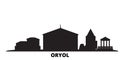 Russia, Oryol city skyline isolated vector illustration. Russia, Oryol travel black cityscape