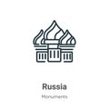 Russia outline vector icon. Thin line black russia icon, flat vector simple element illustration from editable monuments concept