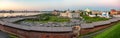 Russia. Panoramic view of the central district of Kazan city with Agricultural Palace