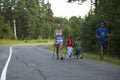 RUSSIA - Participants kids: Nikolay Dubinin /4, Darja Zhochkina /6) during of local competitions in Nordic walking