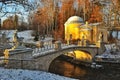 Russia, Pavlovsk - November 13, 2023: Bridge of Centaurs in Pavlovsk Park