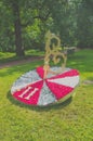 Russia, Pavlovsk Park, July 22, 2017 composition sundial made of