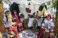 Russia, Penza-August 16, 2020. Russian holiday `Honey spas`. Women in national Russian costumes