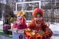 Russia. Penza. Dolls in folk clothes for the entertainment of citizens