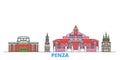 Russia, Penza line cityscape, flat vector. Travel city landmark, oultine illustration, line world icons